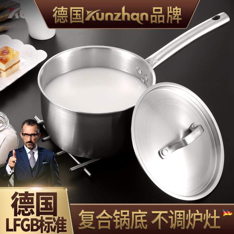 Kunzhan 304 pote de leite de aço inoxidável doméstico 16/18cm suplemento alimentar para bebê pequena panela de sopa espe