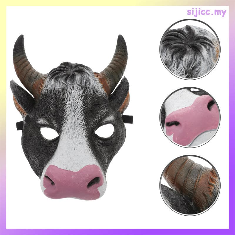 Máscara Animal Vaca Carnaval Traje Máscaras De Halloween Para Adultos Homens Cosplay Rosto Metade Realista sijicc