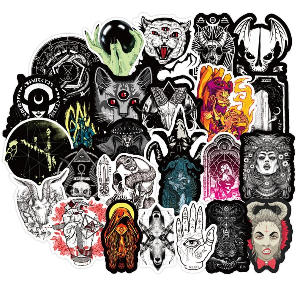 50 / 25 / 10 Pcs Gothic Horror Witch Graffiti Stickers For Luggage Laptop Skateboard Guitar Decal