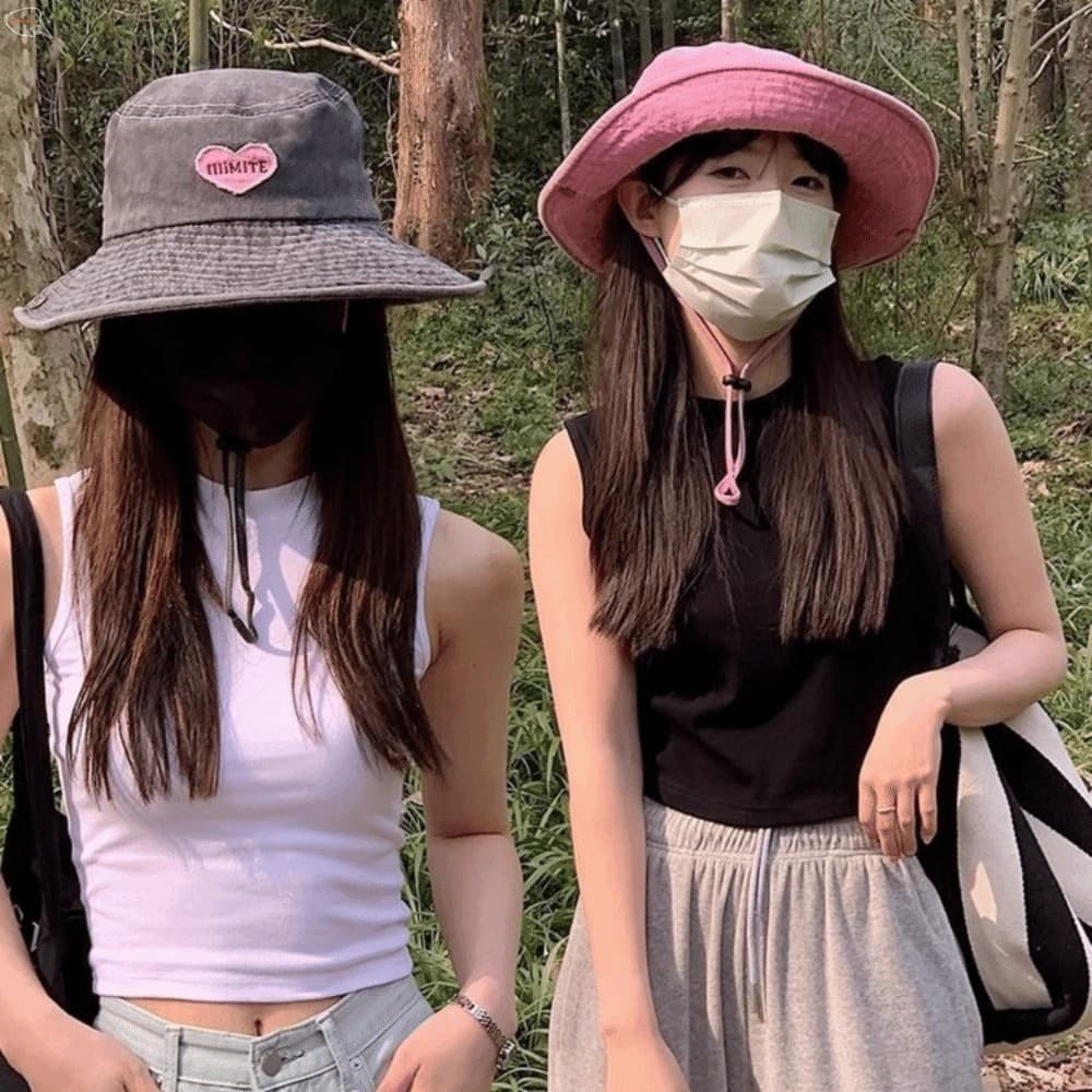 Chapéu De Sol De Aba Larga MXBEAUTY , Cowboy Ocidental Rosa Ajustável Pescador Y2k De Cor Sólida
