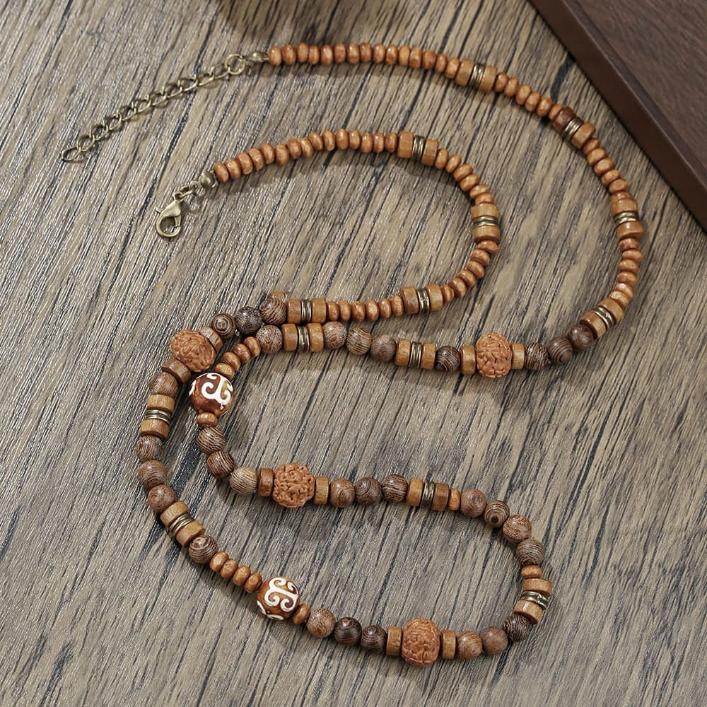 Boho Natural Casca De Coco Contas De Madeira Colar Masculino Artesanal Charme Frisado Longo Moda Oração Budista Yoga Jói