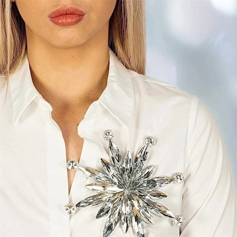 Cross border Nova Flor Broche De metal Exagerado Strass oversized Acessório De Diamante Completo