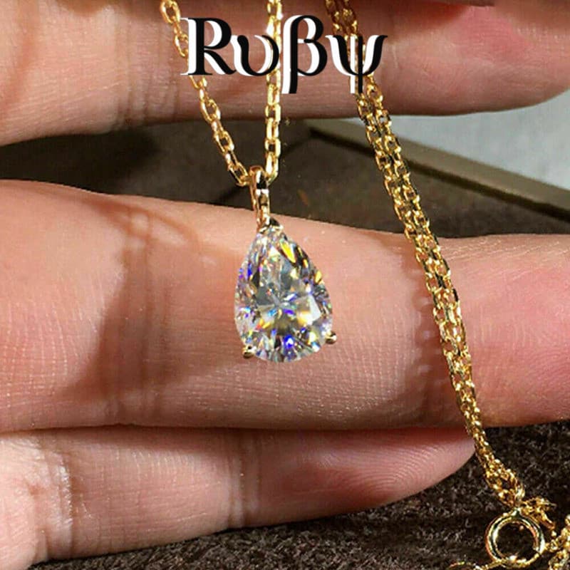 Rubi * francês temperamento romântico feminino colar europeu americano requintado forma de pêra único bonito jóias colar