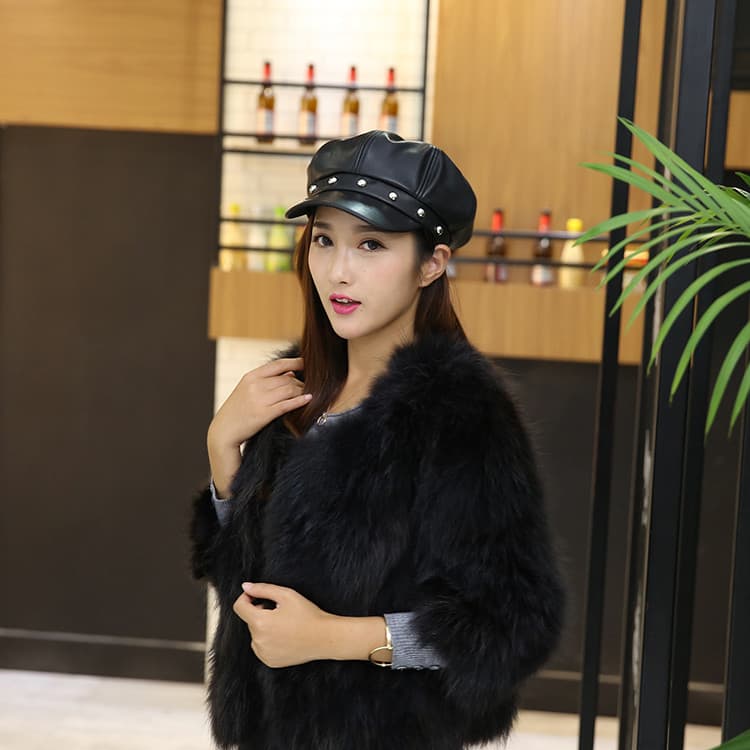 Outono inverno chapéu de couro versão coreana feminino boina de unhas chapéu octogonal boina preta britânica senhoras bo