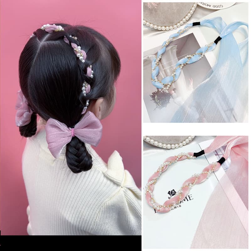 Xiaoxigua crianças arco trançado bandana Streamer acessórios de cabelo bandana menina Headwear cabeça flor menina pai-fi