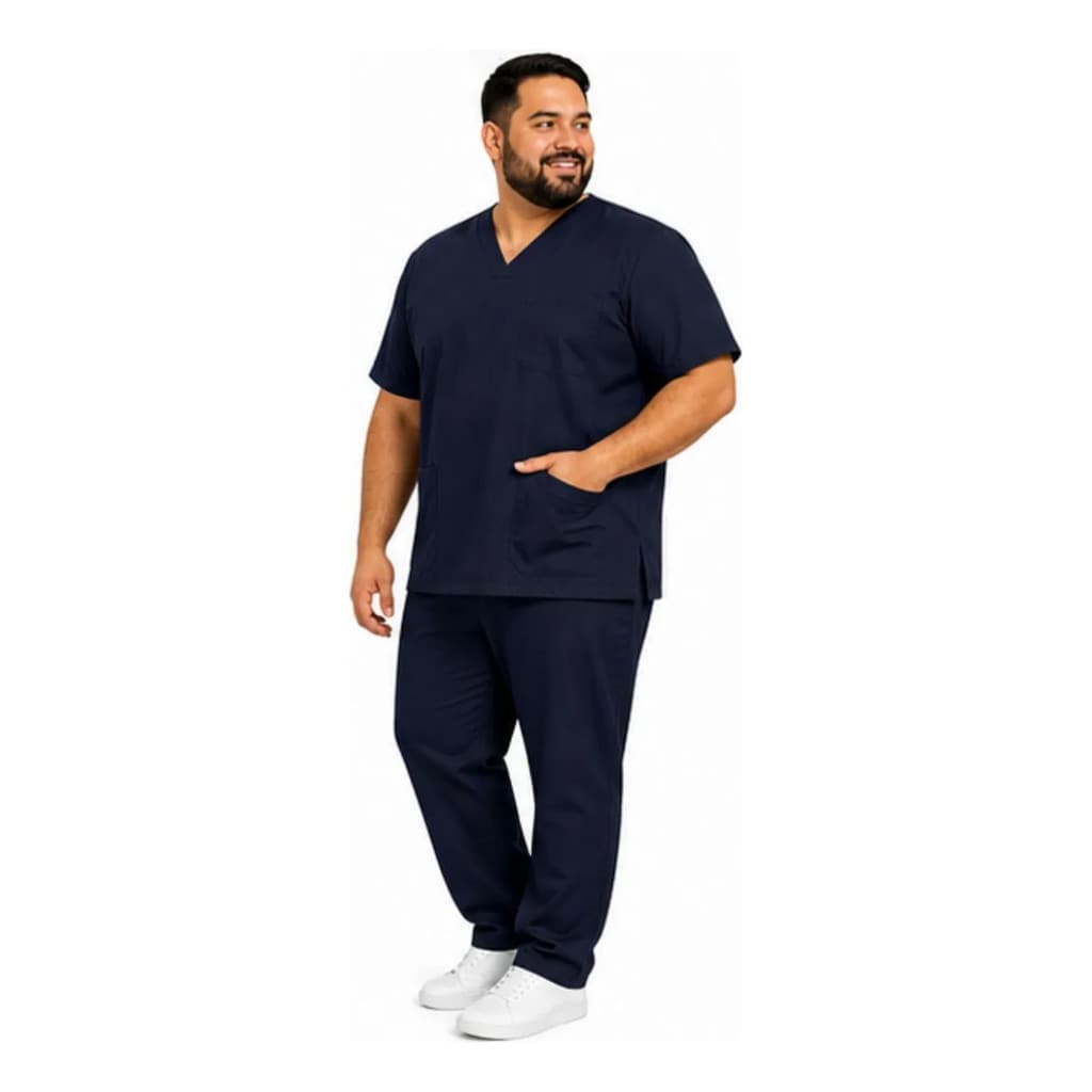 Scrub Masculino Plus Size Marinho Gabardine Premium