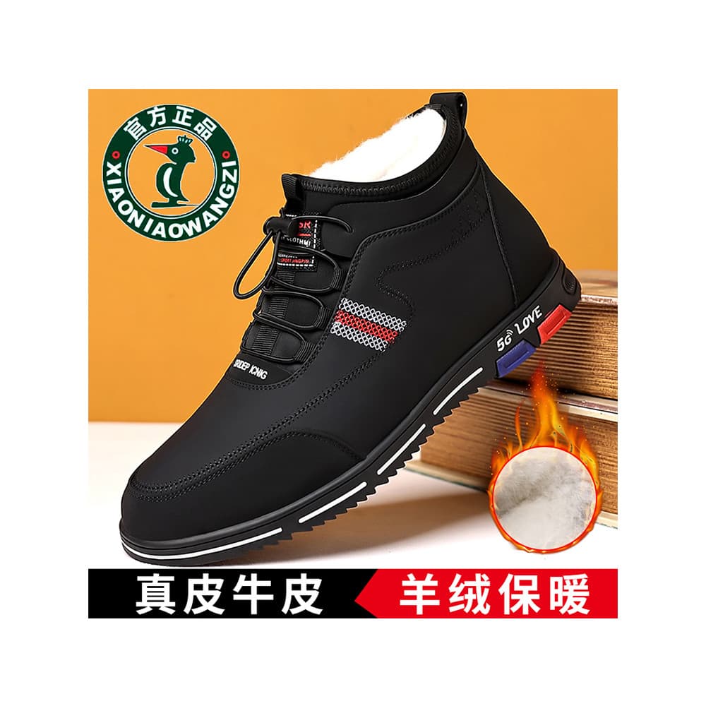 Oren pica-pau sapatos masculinos inverno couro genuíno de alta qualidade Casual All-Match botas de neve masculino veludo