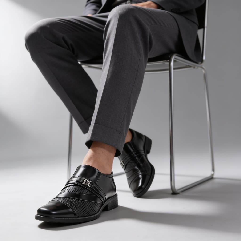 Sapato Social Masculino Preto Verniz Fivela Sem Cadarço