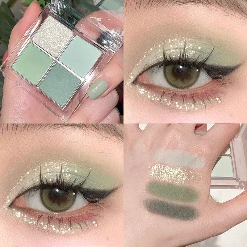 Leite de menta com baixo saturado verde!Paleta de sombras de quatro cores transparente piscando suave puro desejo hortel