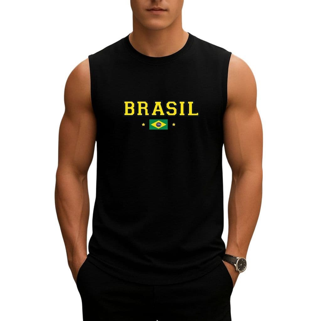Regata Camiseta Cavada Estampada Brasil Copa do Mundo Masculino Feminino Streetwear Lindo Produto