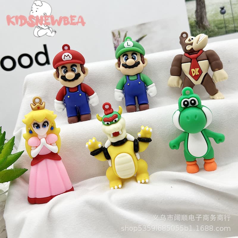 10PCS Super Mario chaveiro boneca pingente Mario chaveiro epóxi boneca pingente artesanal DIY