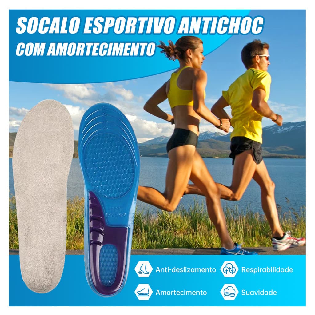 Par Palmilha em Gel Premium Conforto Amortecimento Macia para Tênis e Sapato Unissex Ajustável