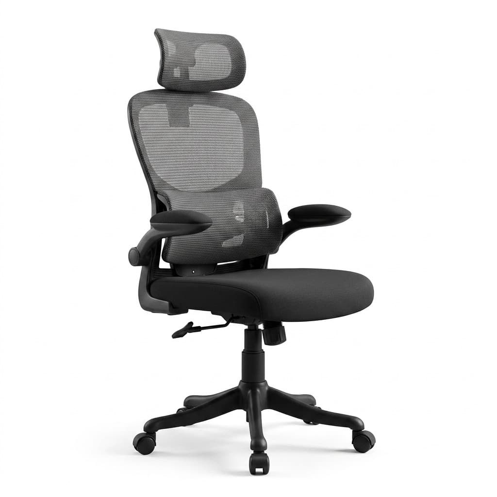 Cadeira De Escritório Confortável Ergonômica Giratória Com Suporte Lombar Estofado De Mesh