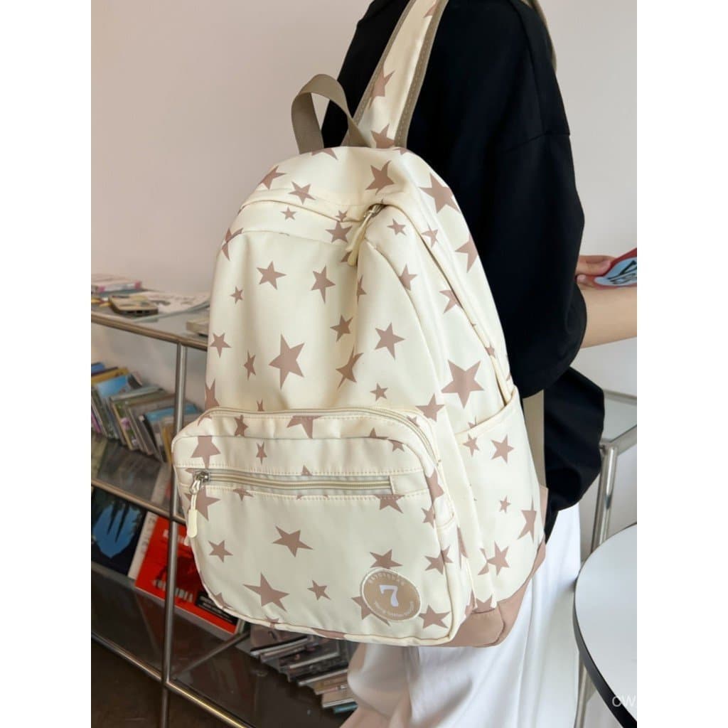 Mochila Juvenil Estrelas Coloridas Urbana - Bolsa Escolar Resistente para Meninas e Jovens