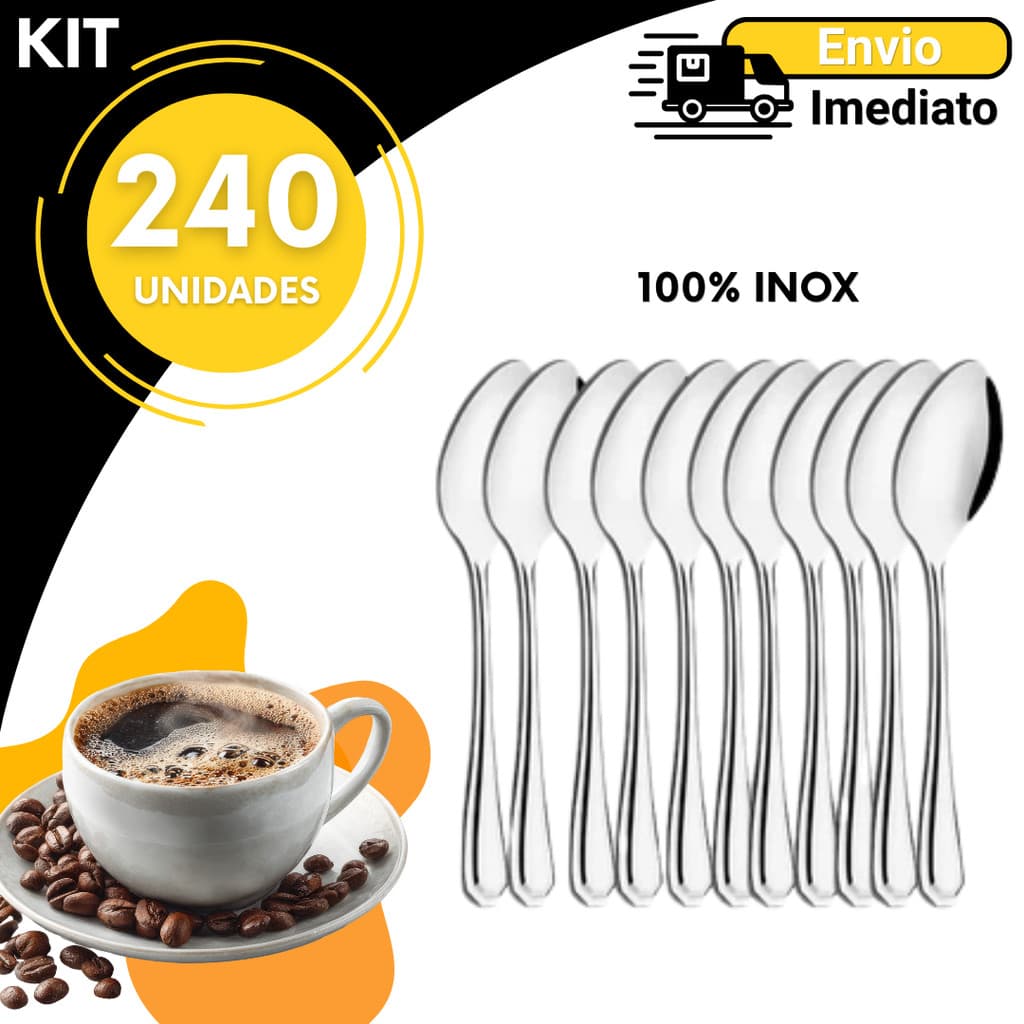 Kit Talher Colher Inox Café Cafe Pequena 72 100 180 240 Peças Talher Resistente Cozinha Uso Diário Barraca Festa Junina