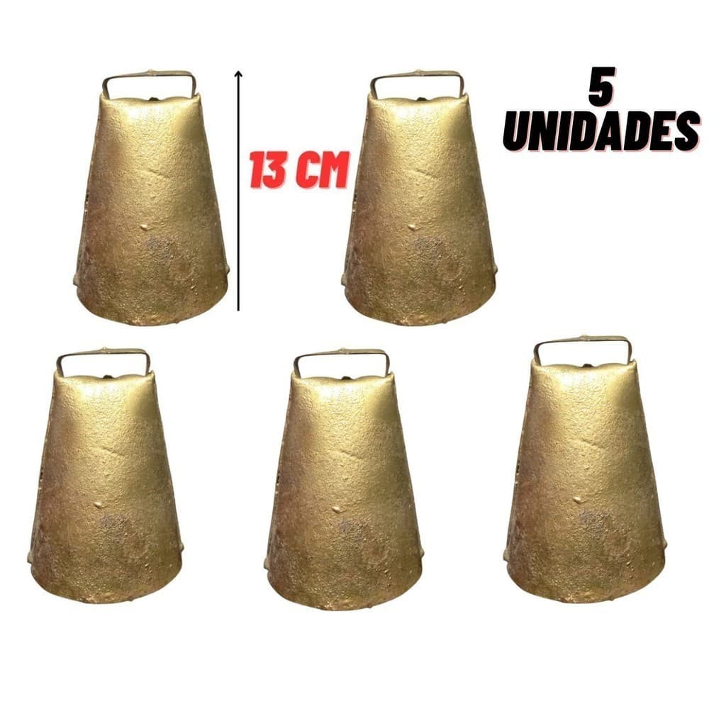kit 5 Sino Cincerro Boi Vaca Chocalho bezerro cabrito 13 Centimetros