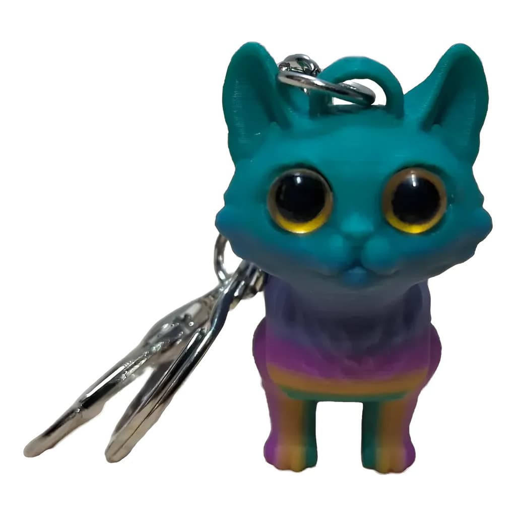 Chaveiro Com Enfeite De Gato Impresso Em 3d Com Articulações