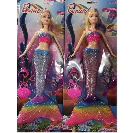 Boneca Sereia Articulada com Filha e Acessórios Kit de Brinquedo Fundo do Mar