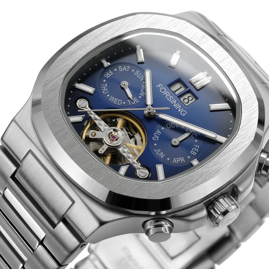 Forsining 481 Homem Militar Tourbillon Mãos Relógio Semana Data Relógios Mecânicos Automáticos De Aço Inoxidável