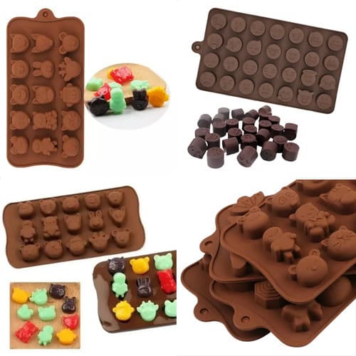 Forma De Silicone Molde Chocolate Sabonete Gelo Kit  2un e 3un Marrom