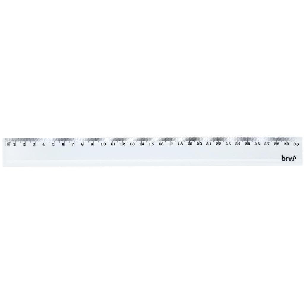 Régua Plástica Transparente Cristal 30cm Escala em Centímetros Durável Resistente Alta Qualidade BRW