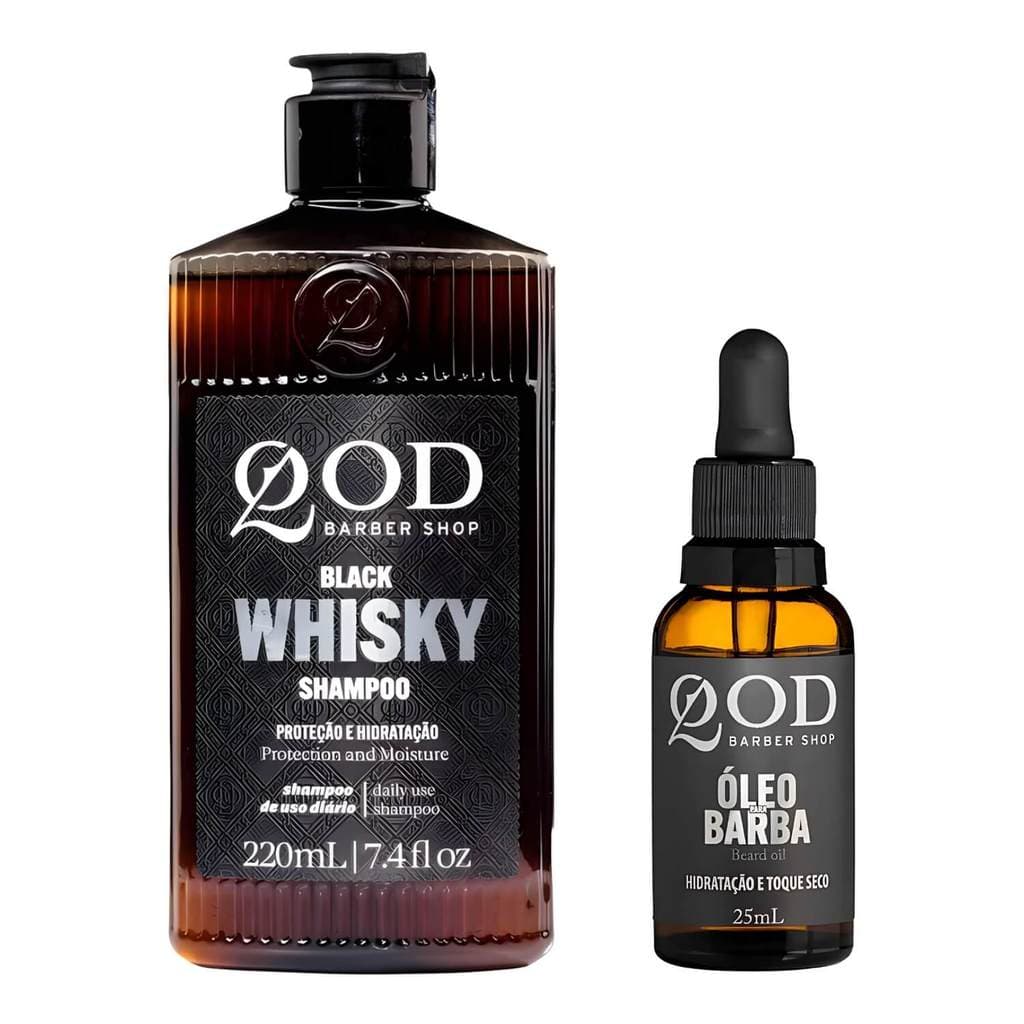 Kit Shampoo Whiskey + Óleo para Barba QOD Barber Shop