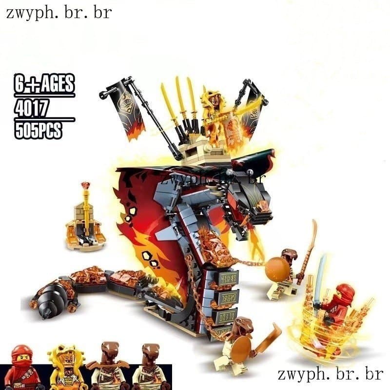505 Peças: Dragão Poderoso e Flamejante; Blocos de Montar de Motocicleta com Roda Gigante Compatíveis com Lego Ninjago G
