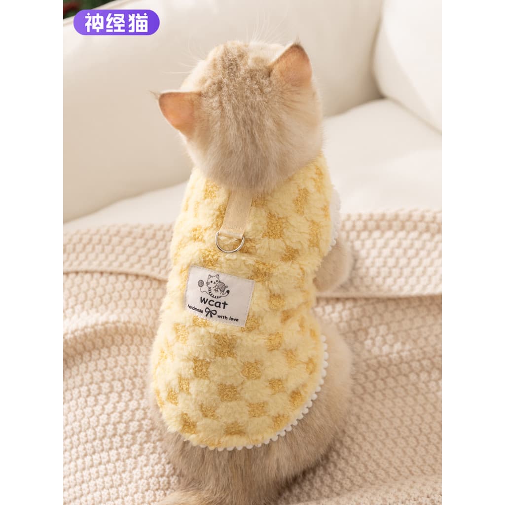 Roupas de gatinho suéter de lã quente sem pele colete de gato colete verificado suéter de lã de gato alemão roupas de in