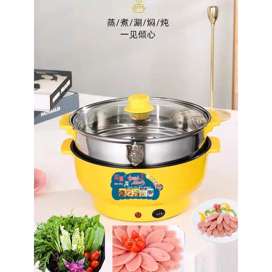 Qiaoying Panela Elétrica Panela Multifuncional Panela Integrada Dormitório Pequeno Macarrão Multiuso Cozinhar Panela Que