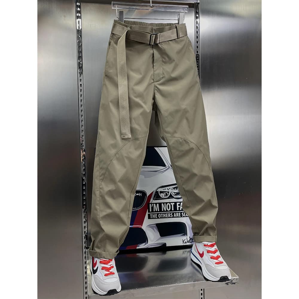 Puro algodão casual macacão masculino fino ajuste em linha reta calças casuais moda All-match primavera outono costura c