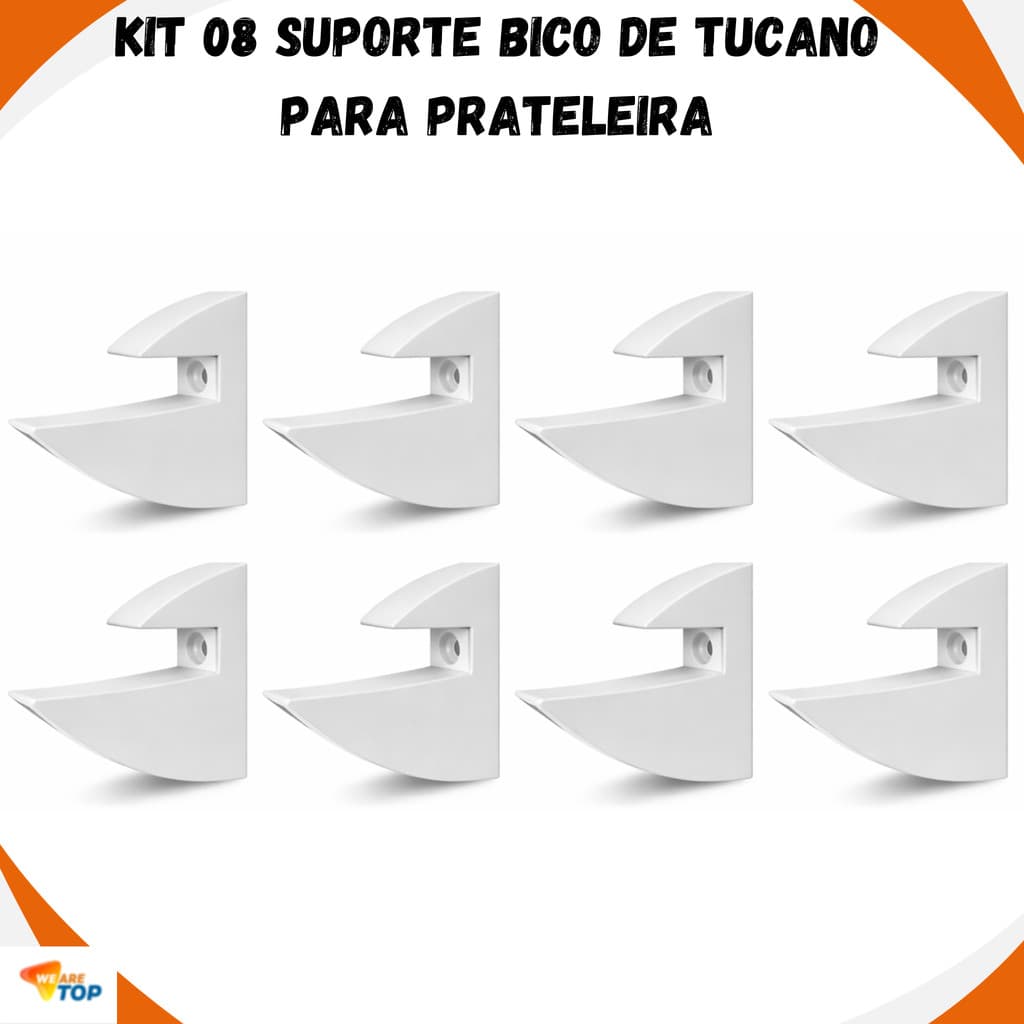 Kit 08 Suportes Bico De Tucano Para Prateleira De 15mm Suporte Invisivel Top