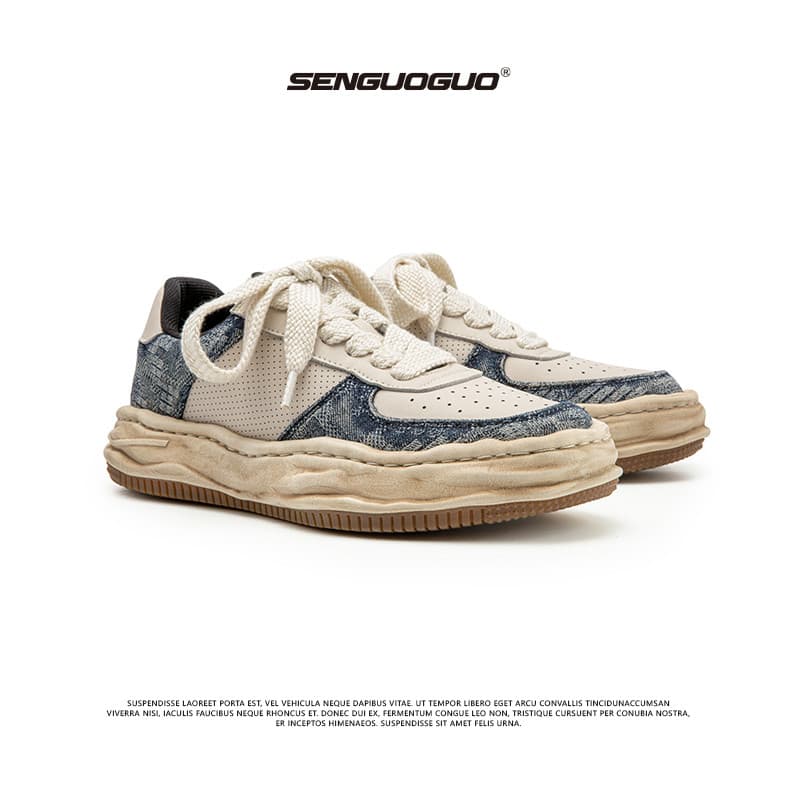 @@ Senguoguo Sapatos Dissolvidos Primavera Força Aérea Lavados Sapatos Sujos Masculino Nicho Design All-Match Sapatos da