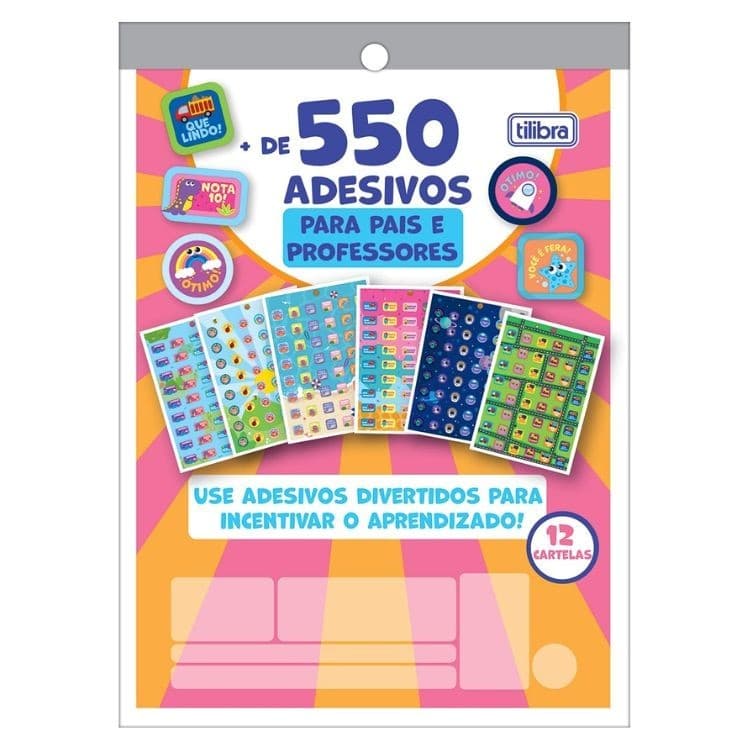 Bloco de Adesivo Decorado Para Pais e Professores + de 550 adesivos 12f - Tilibra