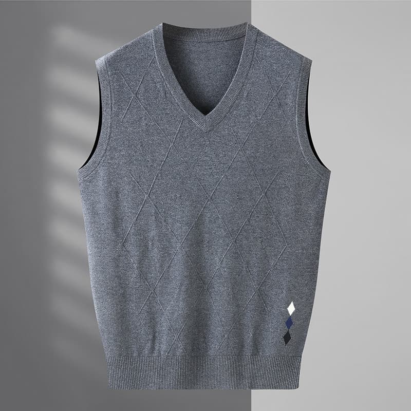 Colete de lã gordo masculino solto tamanho grande com decote em v camisola cor sólida mais gordura Extra grande colete o