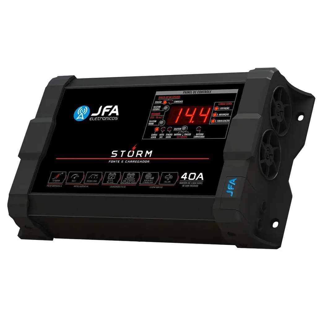 FONTE CARREGADOR DE BATERIA JFA 40 Ah STORM PLUS COM SCI
