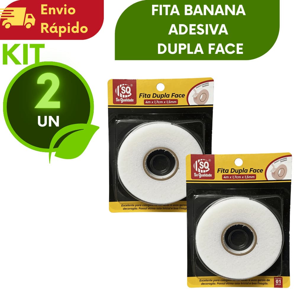 KIT 2 Fita Banana Adesiva Espuma Forte Decoração 4metros