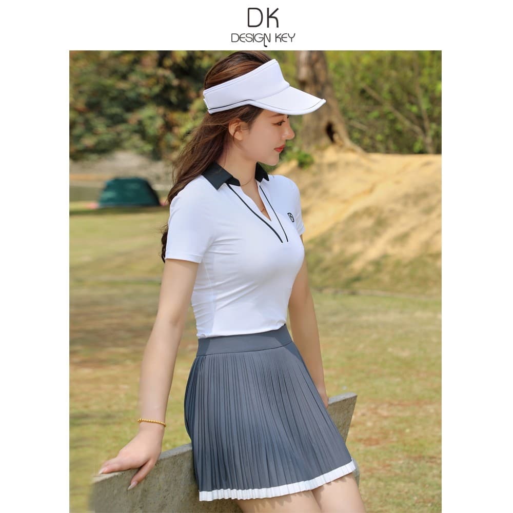 DK roupas de golfe terno feminino 2023 golfe feminino novo estilo com decote em V fino ajuste mais magro olhar superior