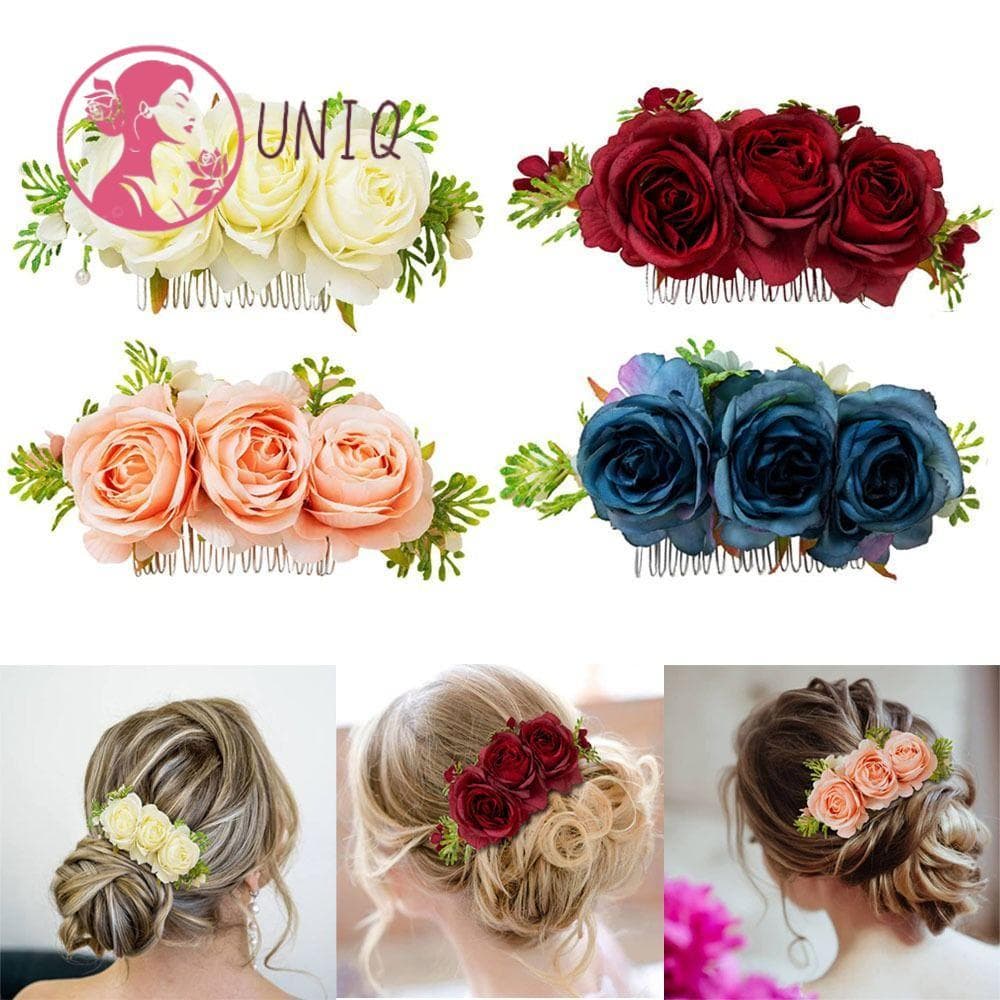 UNIQUE Pino De Cabelo De Pente De Flores Jóias De Noiva Cristal Ornamentos Elegante