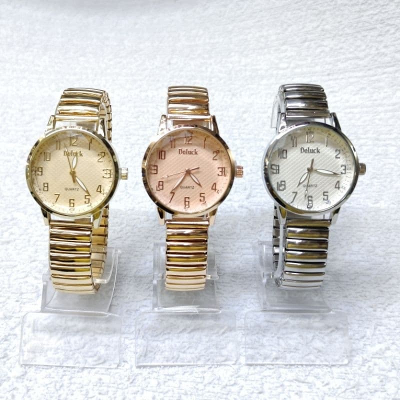 Relógio Feminino de pulso Quartz Pulseira Elástica analógico Redondo Dourado e Rose breto prata Moda Blogueira