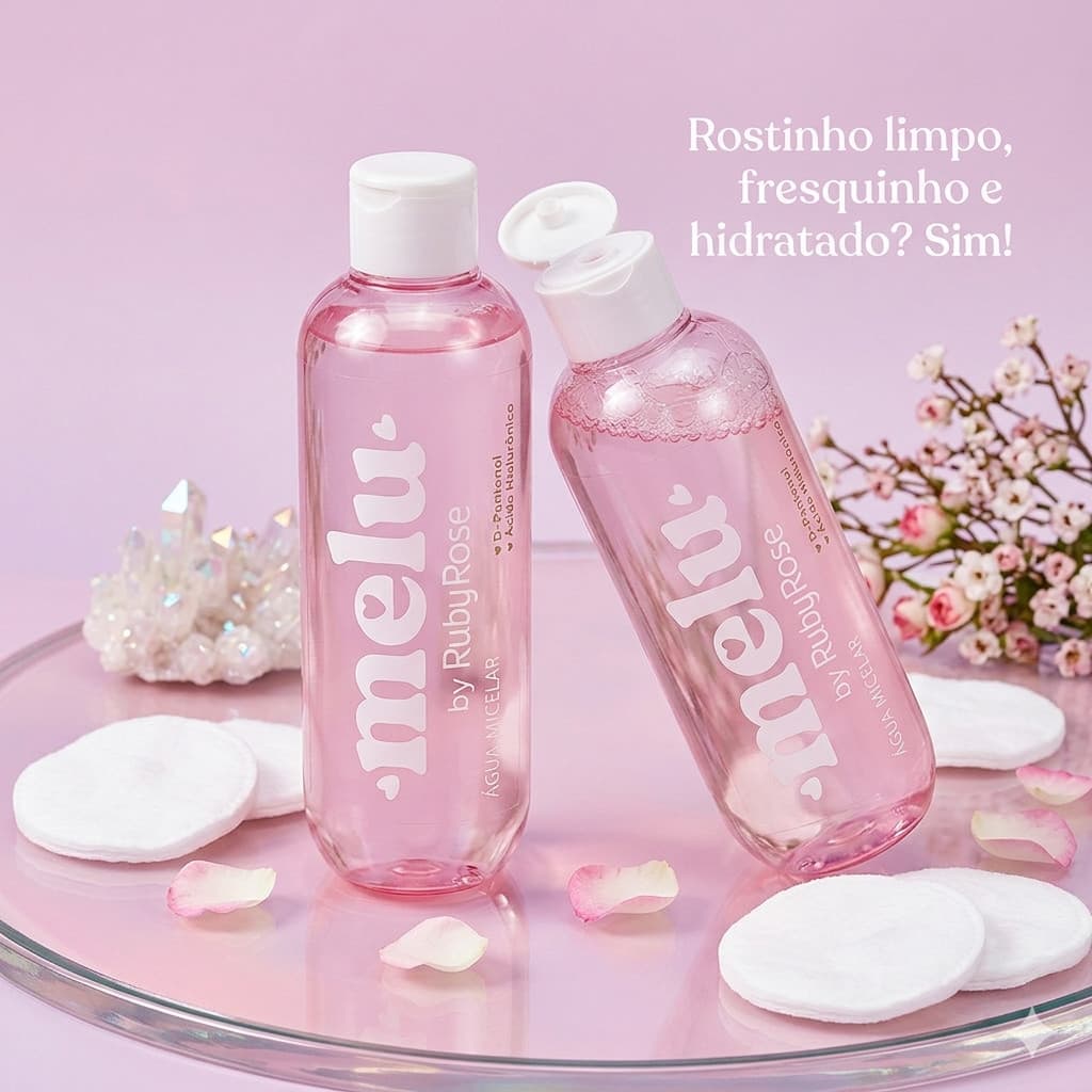Água Micelar e Demaquilante Melu Ruby Rose Limpa Hidrata e Não Resseca 100ml - 1 Frasco