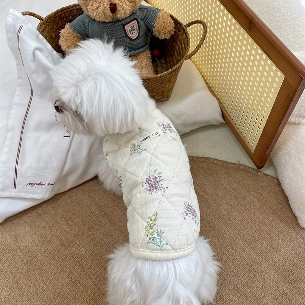 Roupa para animais de estimação com estampa de flor de lavanda para cães pequenos, coletes para raças pequenas e gatos,