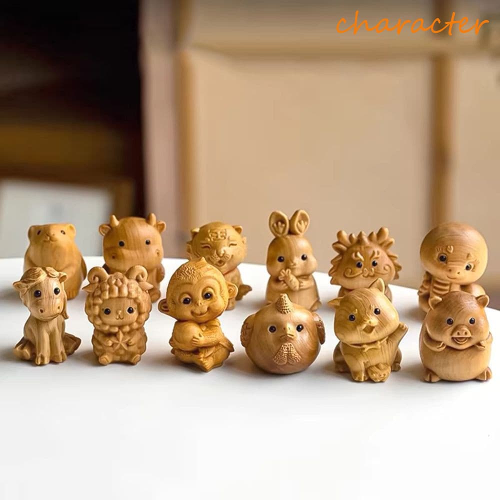 Personagem Escultura Doze Zodíaco , Mini Enfeites Em Miniatura De Bonito , Pequeno Animal