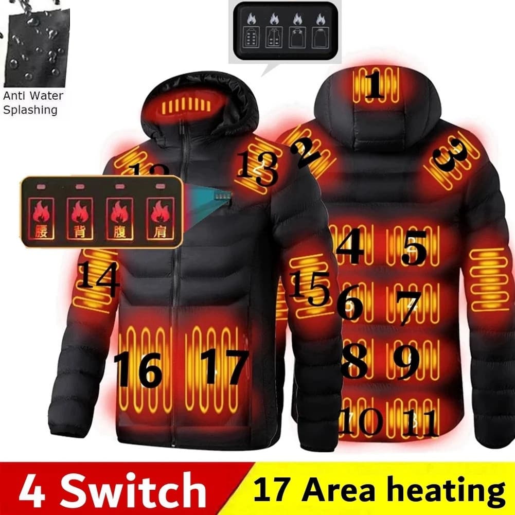 Jaqueta aquecida para mulheres, jaqueta masculina com USB, aquecedor térmico elétrico, 3 configurações de aquecimento, 4