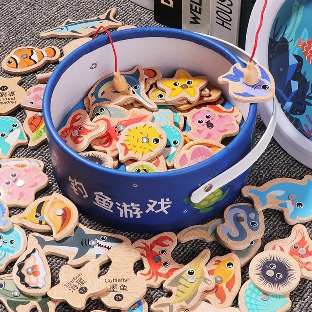 Brinquedos de Pesca Magnética Montessori para Educação Pai-Filho(31+2 / 51+3/ 81+5)