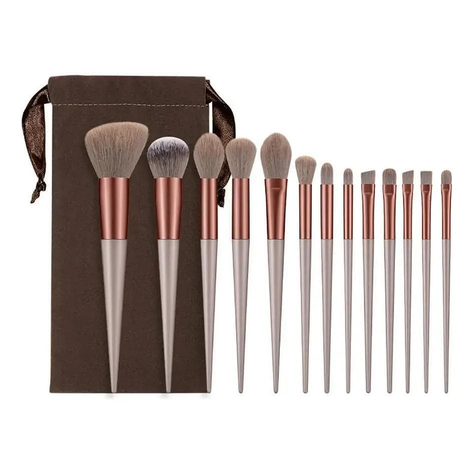 Kit De 13 Pincéis Para Maquiagem Make Up 13 Pincéis Profissional Maquiagem 13 Pincéis Profissional Maquiagem Marrom
