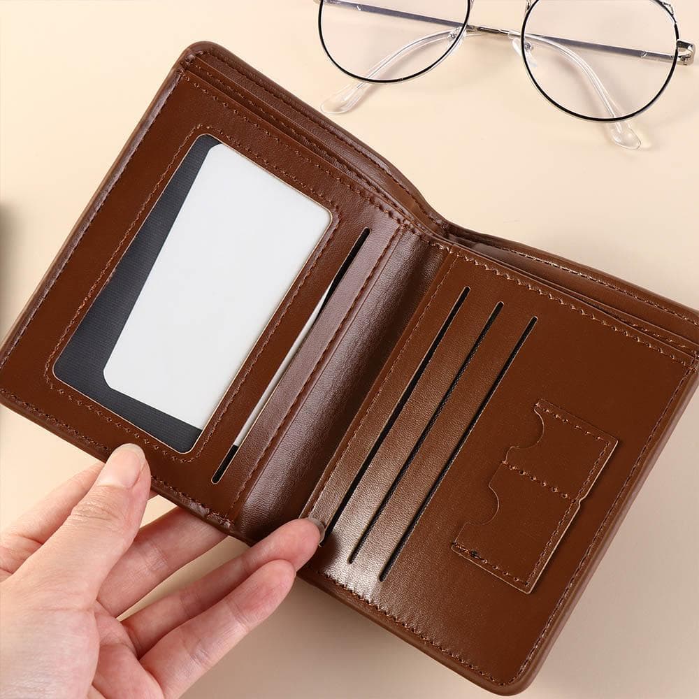 PERRY1 Carteira Curta Masculina , Carteiras Macias Estilo Recreativo Urbano Com 2 Dobras , Bolsa De Couro Antifurto