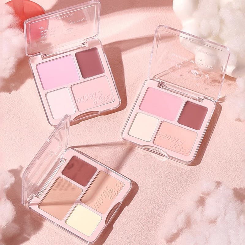 Atmosfera leve!Blush de quatro cores iluminador de alto brilho fosco baixa saturação contorno Natural sem maquiagem maqu