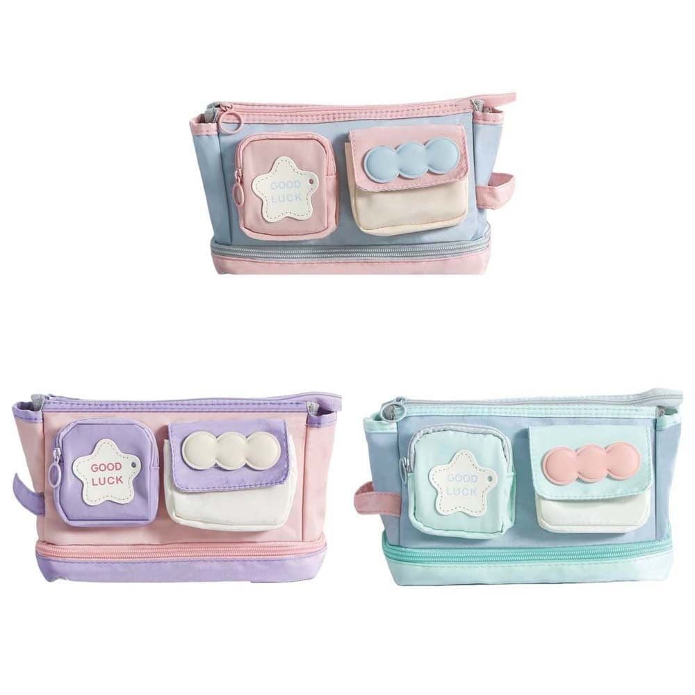 Bolsa De Papelaria SVEICNA Y2K Star , Estojo De Lápis Coreano De Armazenamento De Mesa Multicamadas , Estética