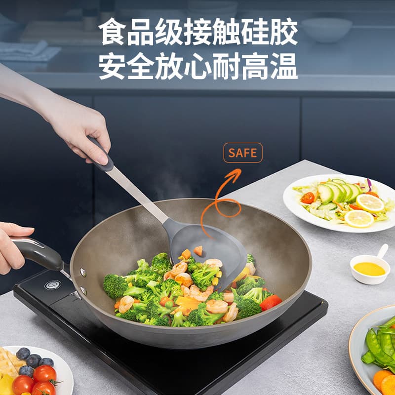 Espátula estilo chinês, espátula de Silicone, utensílios de cozinha, aço inoxidável, espátula para fritar, Spat doméstic
