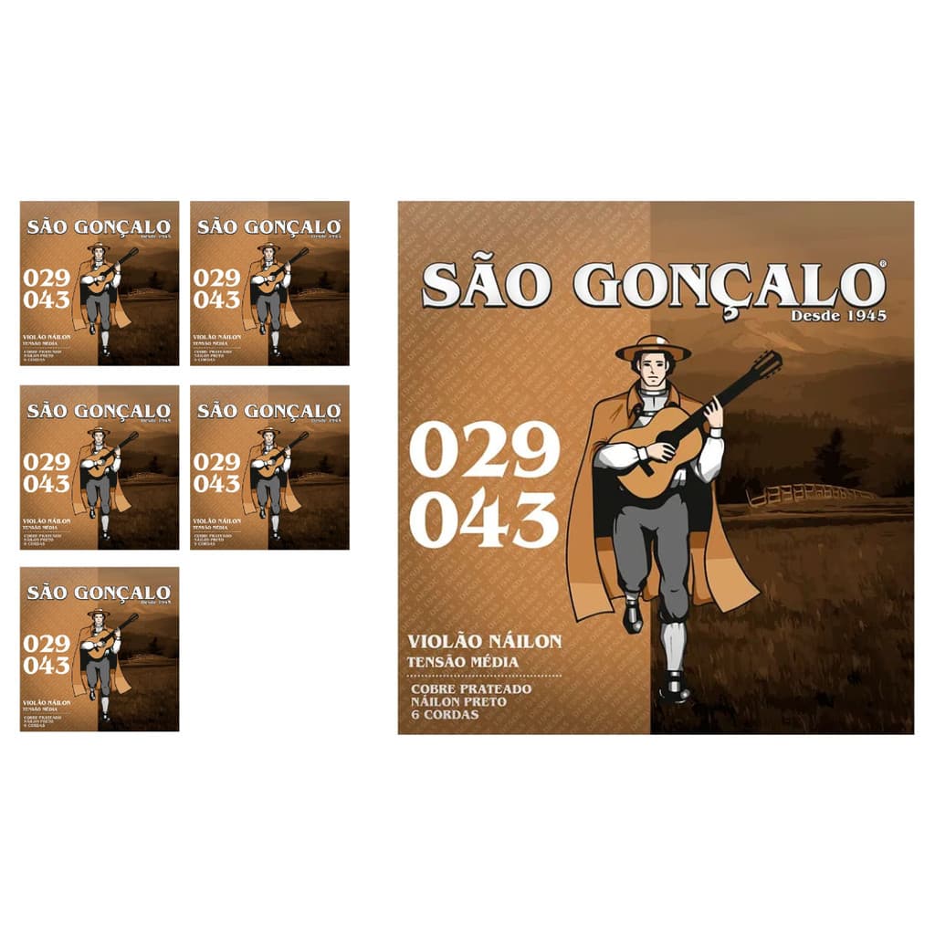 Kit 6 Jogos de Cordas P/Violão Nylon São Gonçalo